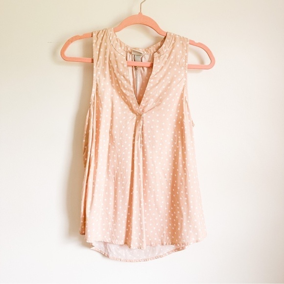 NWT A New Day cream Tan White Polka Dot Sleeveless Top sz Small - Picture 1 of 5